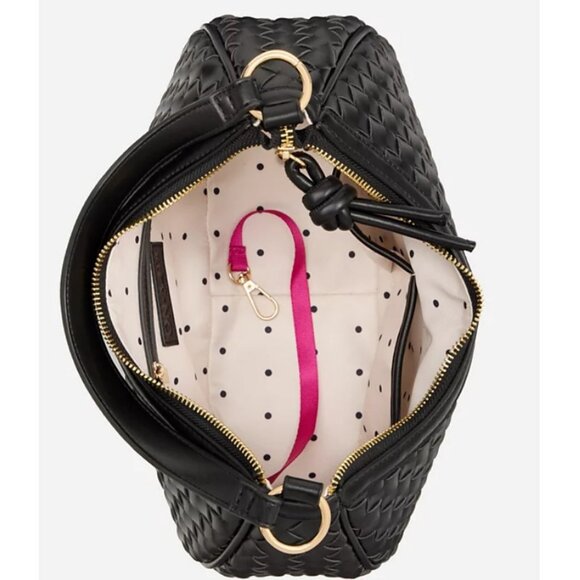 Macy's On 34th woven faux-leather shoulder hobo crossbody bag - Black - Picture 11 of 13